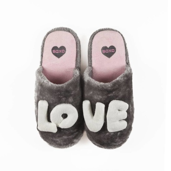 Slippers for women SOXO LOVE gray with hard soles