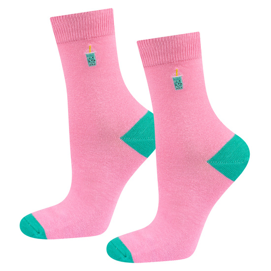 Soxo men's pink Bubble Tea women's socks - 2 Pairs