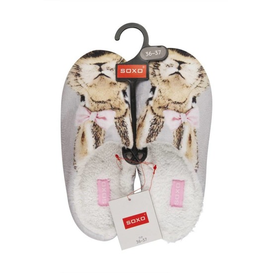 Women's SOXO slippers with a picture of a rabbit and a hard TPR sole
