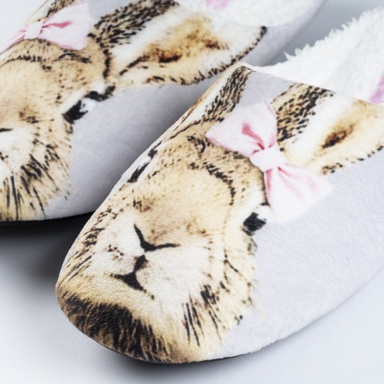 Women's SOXO slippers with a picture of a rabbit and a hard TPR sole