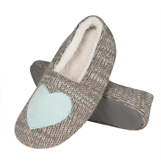 Women's ballerina SOXO slippers knitted with a blue heart