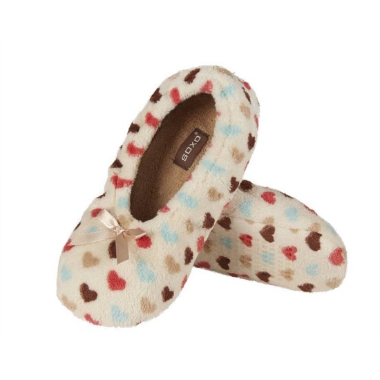 Women's ballerina SOXO slippers with patterns with a soft sole with hearts