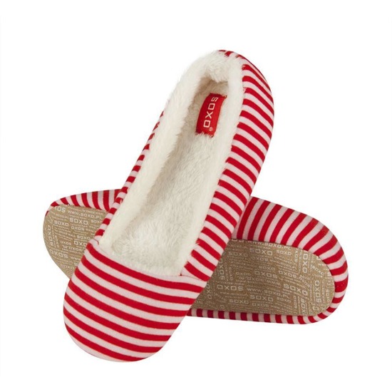 Women's ballerina SOXO slippers with stripes with a soft sole