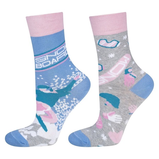 Women's colorful SOXO GOOD STUFF socks mismatched snowboard