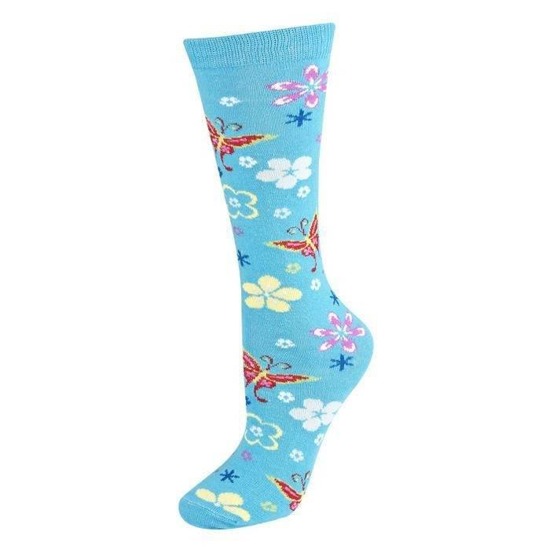 Women's knee socks SOXO - "Flowers and butterflies"