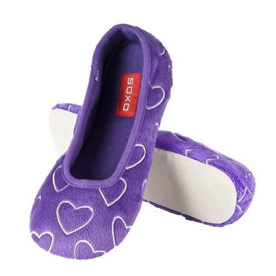 Women's purple ballerina slippers SOXO hearts