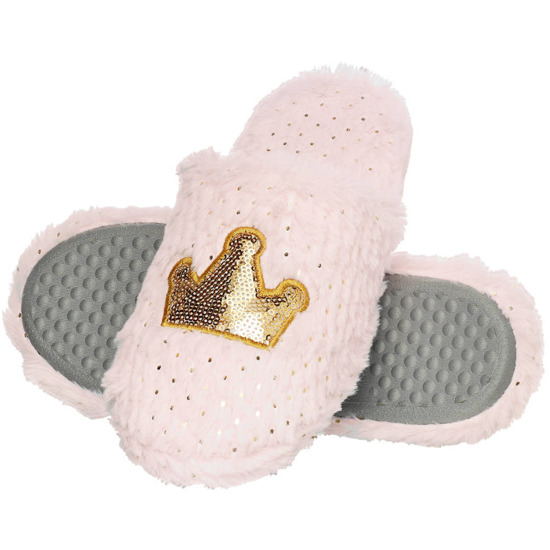 Women's slippers SOXO fluffy with a hard TPR sole