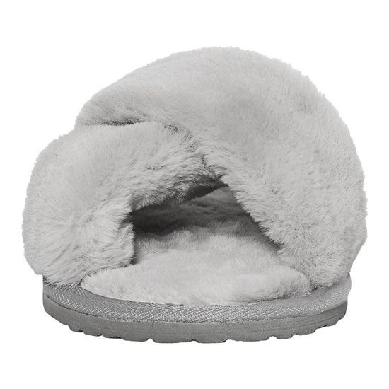 Women's slippers SOXO fur gray with a hard TPR sole, packed in a gift box