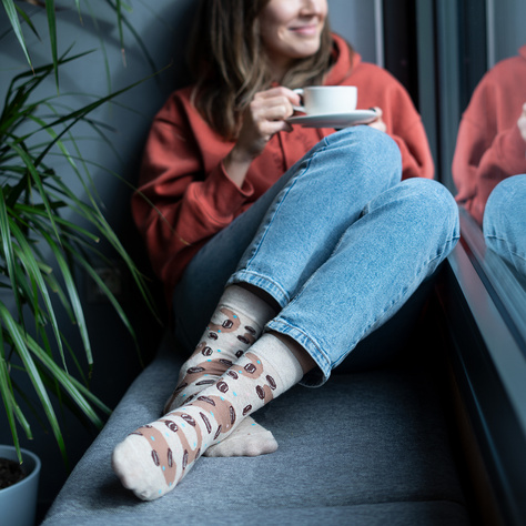 Women's socks SOXO | Coffee in caffe latte | perfect gift idea | Mikołajki | for her