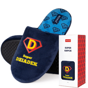 A set of men's slippers for Grandpa SOXO Super Dziadek in a box and a set of socks in a box | gift for Grandpa