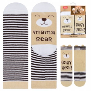 A set of socks for mother and child SOXO cotton teddy bear with Polish inscriptions