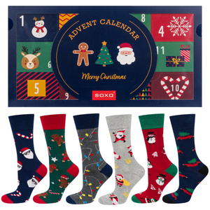 Advent calendar | Christmas gift | Mikolajki | for him | Set of 6x SOXO GOOD STUFF colored men's socks