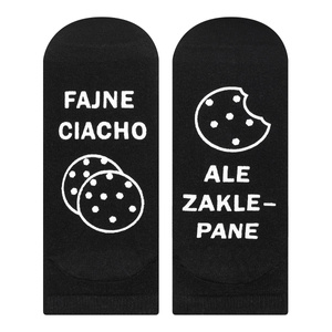 Black SOXO men's socks with funny polish inscriptions