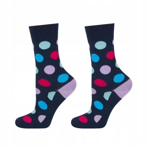 Children's navy blue SOXO GOOD STUFF socks with dots