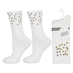 Classic women's socks SOXO with pearls elegant cotton