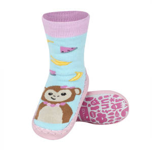 Colorful SOXO children's slippers with a leather monkey sole