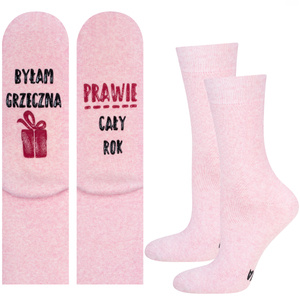 Colorful SOXO women's long socks with Polish inscriptions Christmas gift