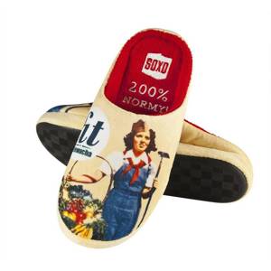 Colorful SOXO women's slippers with the Polish inscriptions and a hard TPR sole