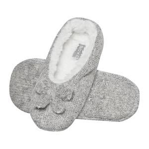 Gray SOXO gray ballerina slippers, knitted with fur and a soft sole