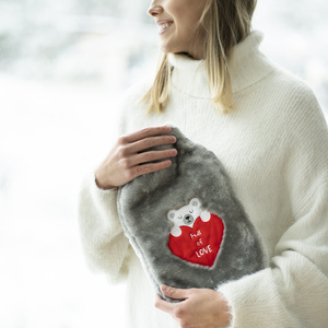 Gray hot water bottle SOXO full of love heater