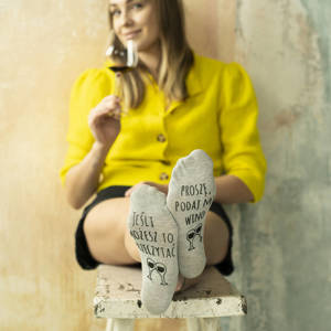 Gray women's SOXO socks with Polish inscriptions cotton gift