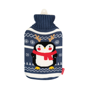Hot water bottle Soxo penguin in sweater funny gift Santa Claus | Christmas