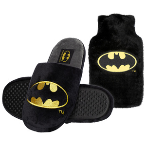 Men's SOXO BATMAN DC Comics slippers and a BATMAN hot water bottle | gift idea