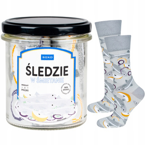 Men's colorful SOXO GOOD STUFF socks, Herring in a jar