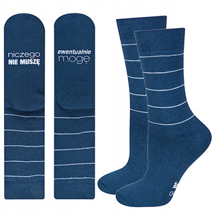 Navy blue women's SOXO long socks with Polish inscriptions funny terry gift
