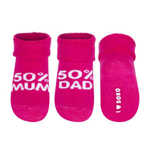 Pink SOXO baby socks with gift inscriptions