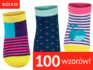 SOXO Infant socks with pretty patterns + abs (terry)