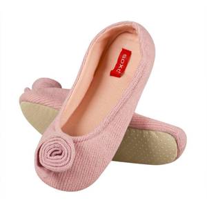 SOXO Knitted women's slippers with rose design