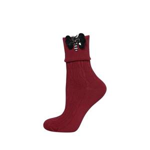 SOXO Women's socks with butterfly applique 'wine'