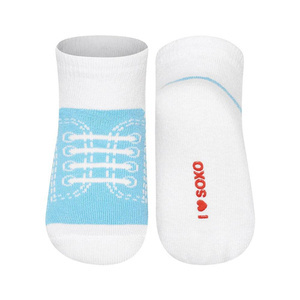 SOXO blue baby socks, sneakers with inscriptions