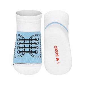 SOXO blue baby socks, sneakers with inscriptions