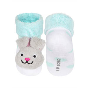 SOXO infant socks with bunny-rattle