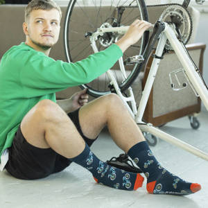 Set 2x Colorful SOXO GOOD STUFF men's socks funny gift Pizza Bicycle