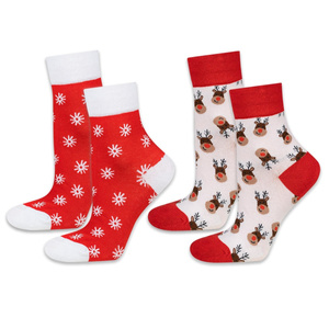 Set of 2x Colorful SOXO GOOD STUFF women's Christmas socks