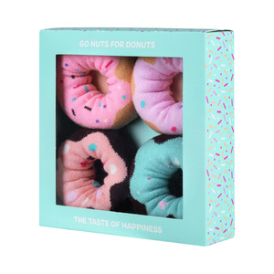 Set of 2x Colorful SOXO women's socks Donuts in a box