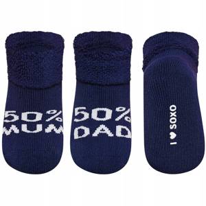 Set of 3x SOXO baby socks navy blue with inscriptions