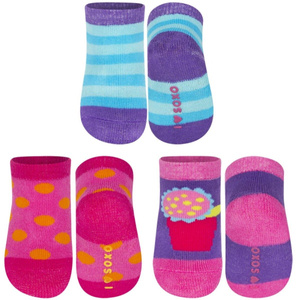 Set of 3x SOXO baby socks terry cloth