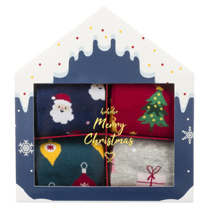 Set of 4x Soxo women's socks | Christmas cottage | Gift for Her | Christmas | colorful cheerful socks
