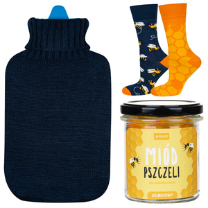 Set of SOXO colorful men's socks Honey and hot water bottle