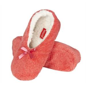 Women's ballerinas SOXO coral slippers, knitted with fur and a soft sole