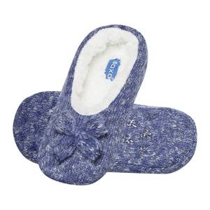 Women's blue SOXO ballerina slippers, knitted with fur and a soft sole