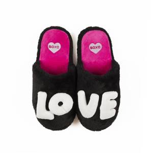 Women's slippers SOXO LOVE black with a hard sole