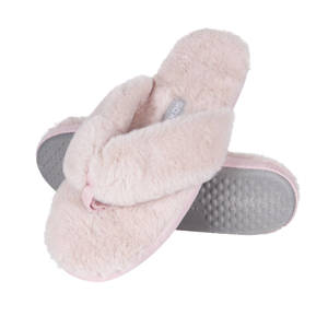 Women's slippers SOXO pink fur slippers with a TPR sole