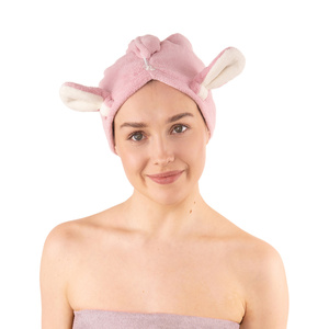 MOMO WAY pink rabbit towel bath turban