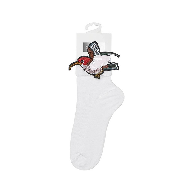 White women's SOXO socks cotton with a hummingbird