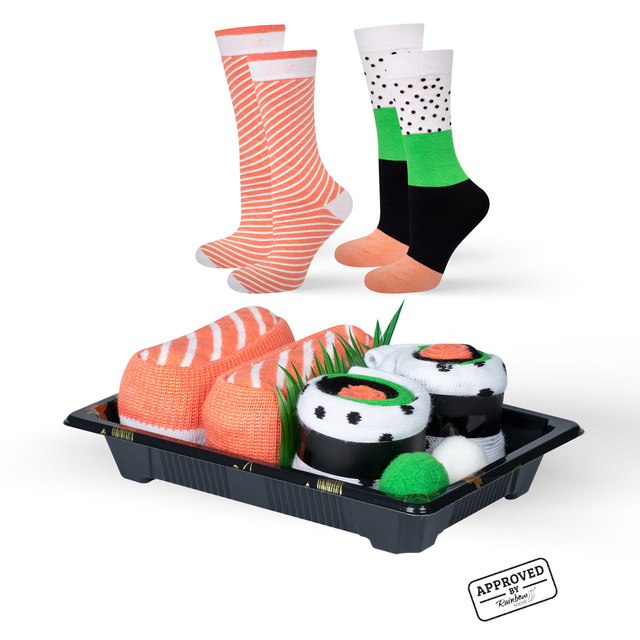 Skarpetki damskie męskie kolorowe SOXO sushi w pudełku - 2 Pary